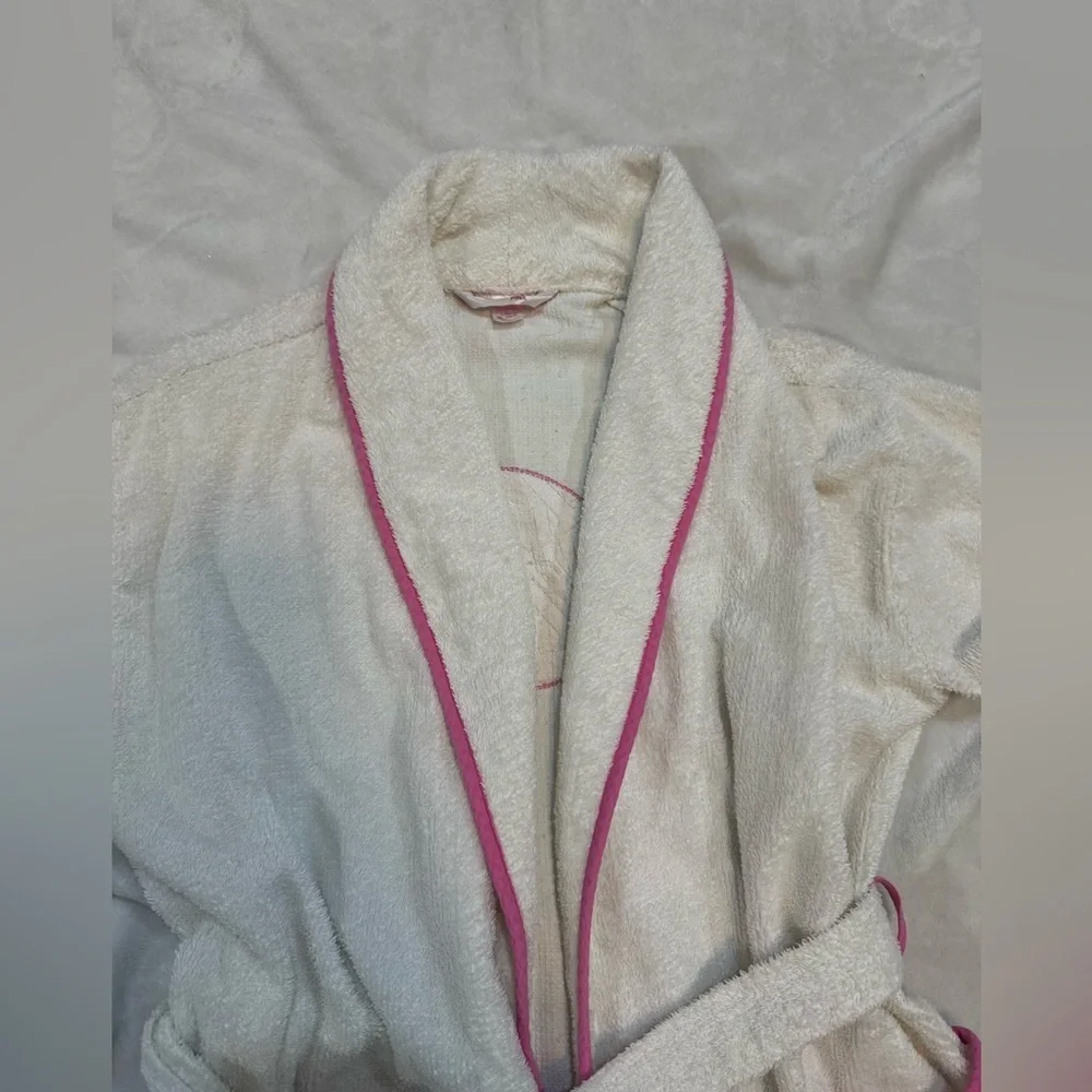 Rare Vintage PINK White Towel Robe